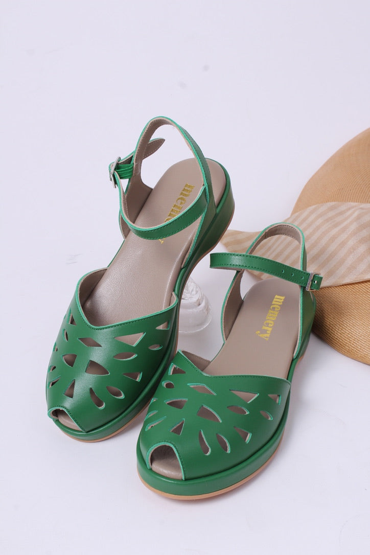 40'er / 50'er style sandal / wedge - Grøn - Sidse