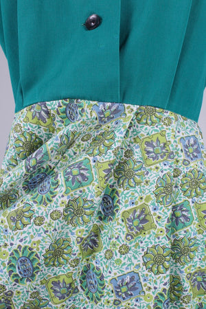 Sommerkjole, grøn mønstret. 1950. L