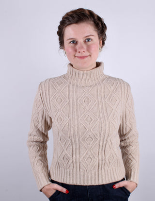 1940’er vintage style rullekrave pullover - creme - Inger