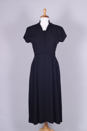 Sort kjole i silke rebs. 1950. Xl
