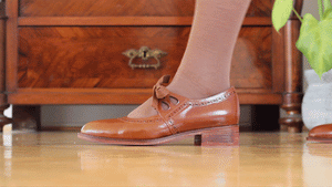 1920'er / 1930'er vintage style sko med hulmønster og snøre - Cognac brun - Anna