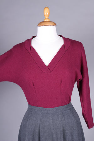 1950’er vintage style pullover - Bordeauxrød - Elsa
