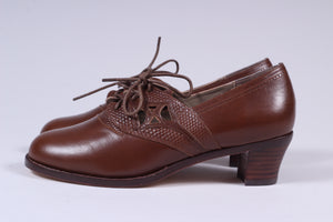 1930'er / 1940'er vintage style spadserer snøresko - nougat brun- Emily