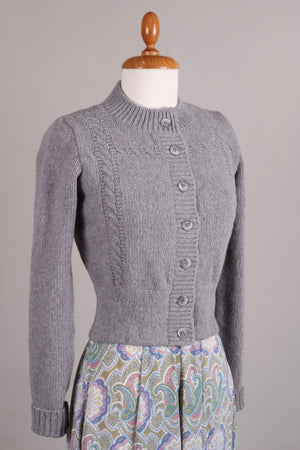 1940'er vintage style cardigan - Lys grå - Vera