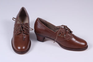 1930'er / 1940'er vintage style spadserer snøresko - nougat brun- Emily