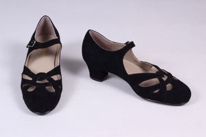 1930'er / 1940'er vintage style sandaler i ruskind - sort - Ida