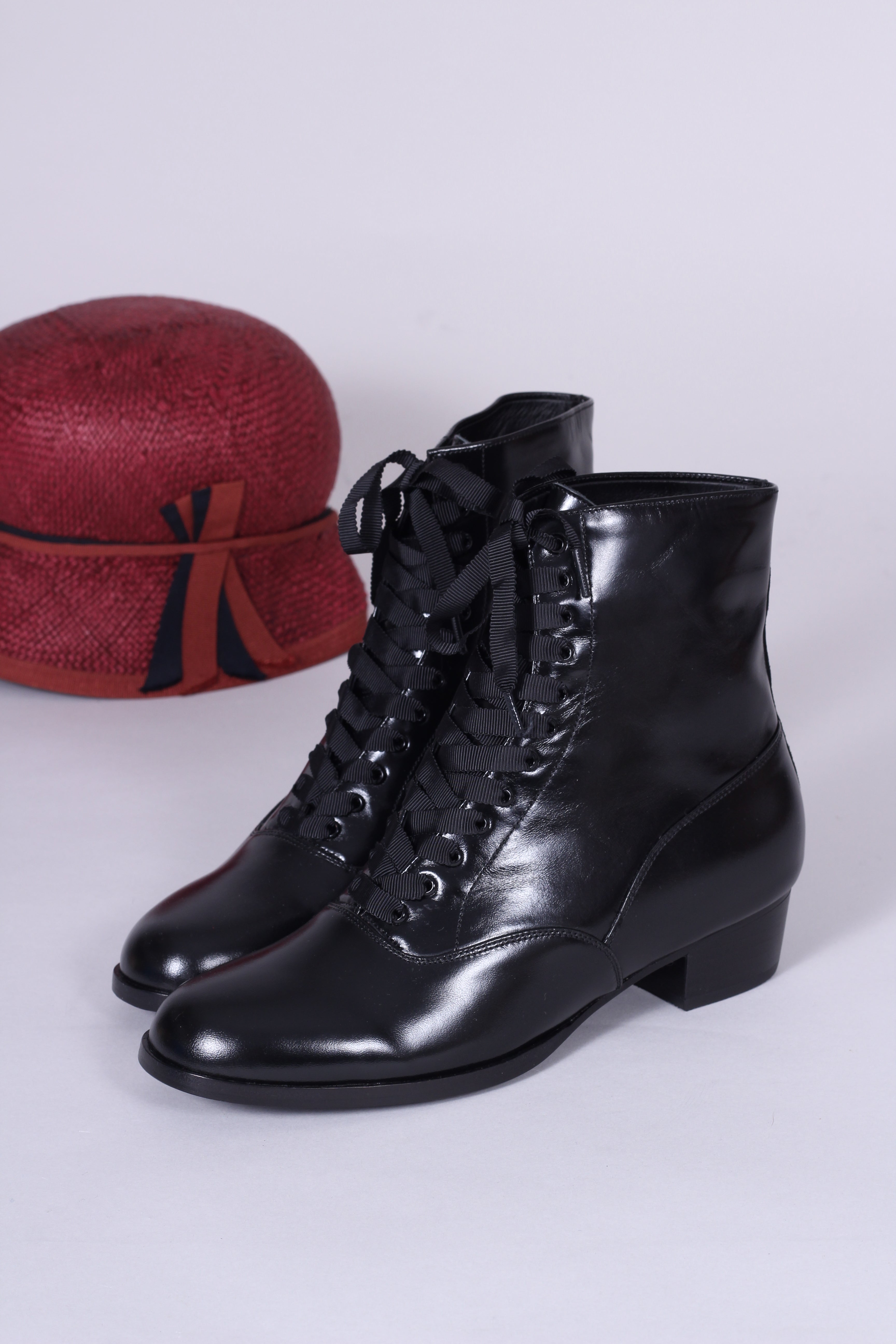 1920'er / 1930'er style læderstøvler - Sort - Britta – Vintage Divine v. Aps