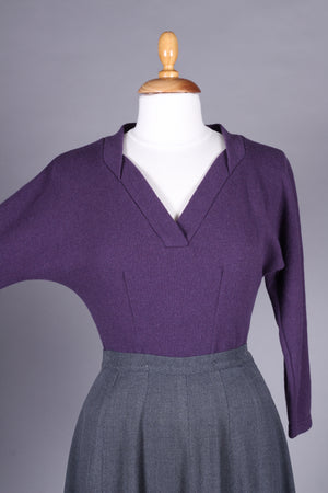 1950’er vintage style pullover - Mørk lavendel - Elsa