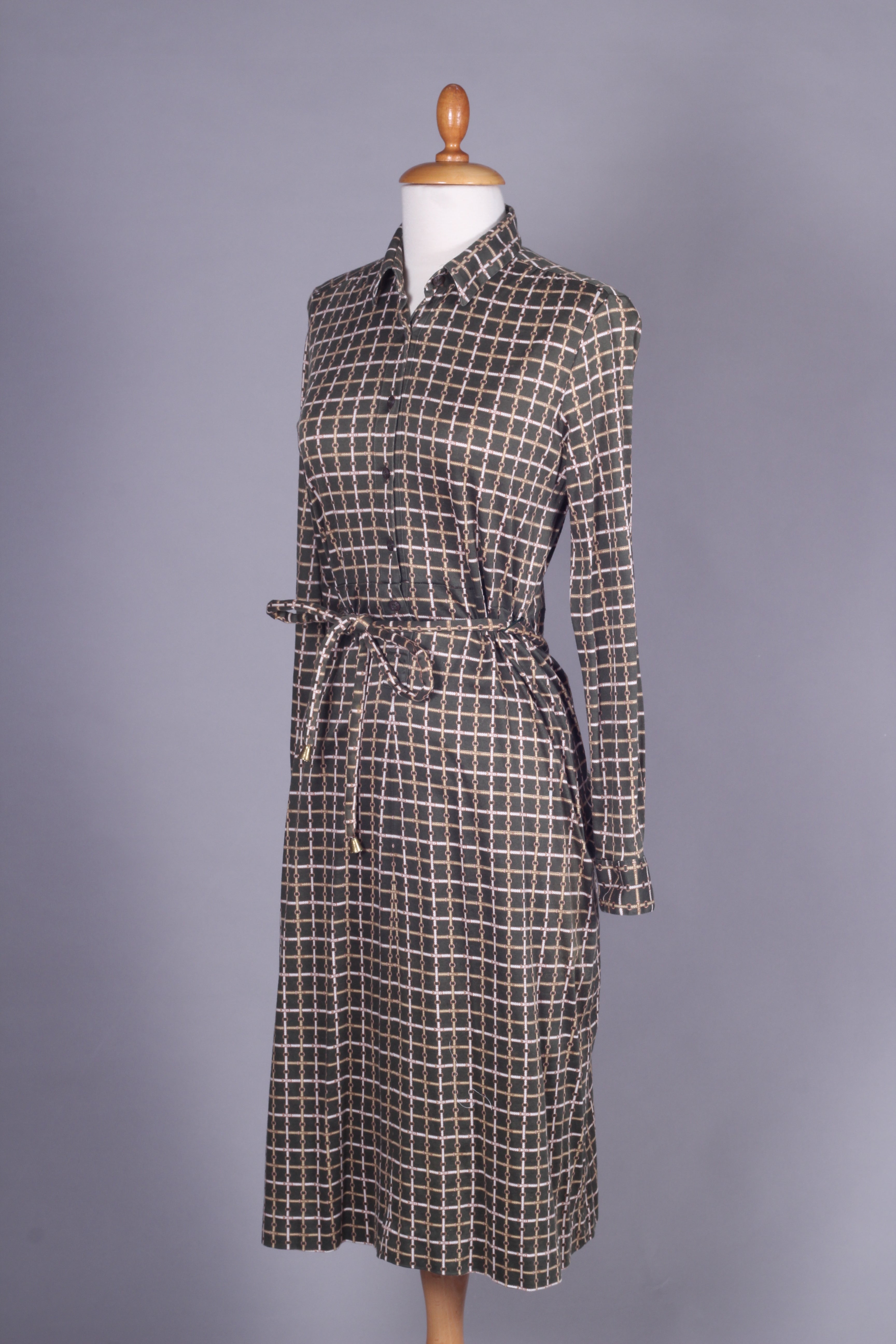 Lady Manhattan Jersey kjole med print. 1970. S-M
