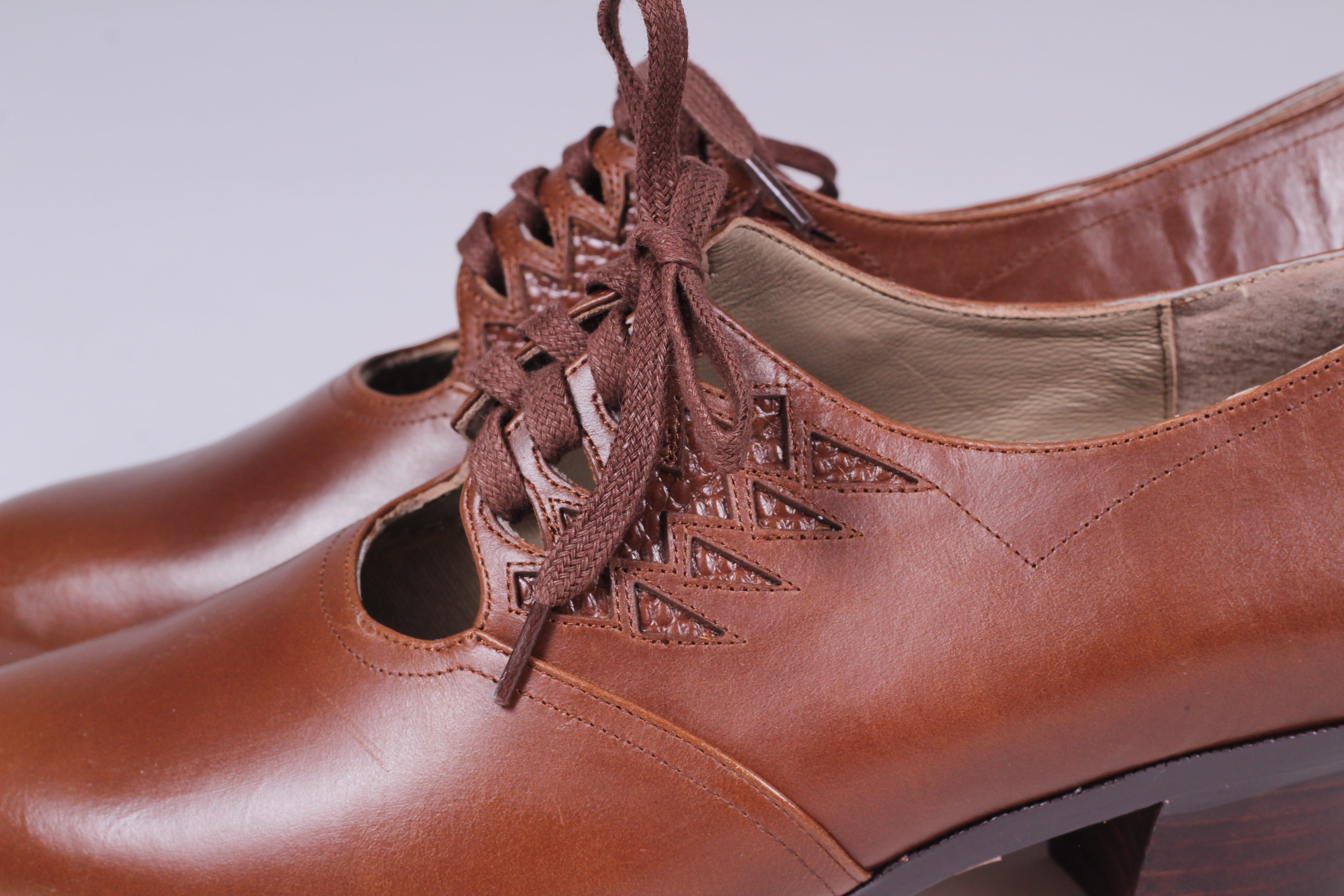 1930'er vintage inspirerede oxford sko - lys brun - Emma