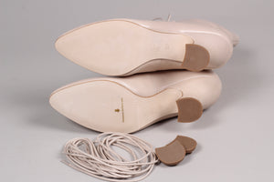 Edwardiansk snørestøvle med pompadour hæl, 1900-1915 - Cream - Rose