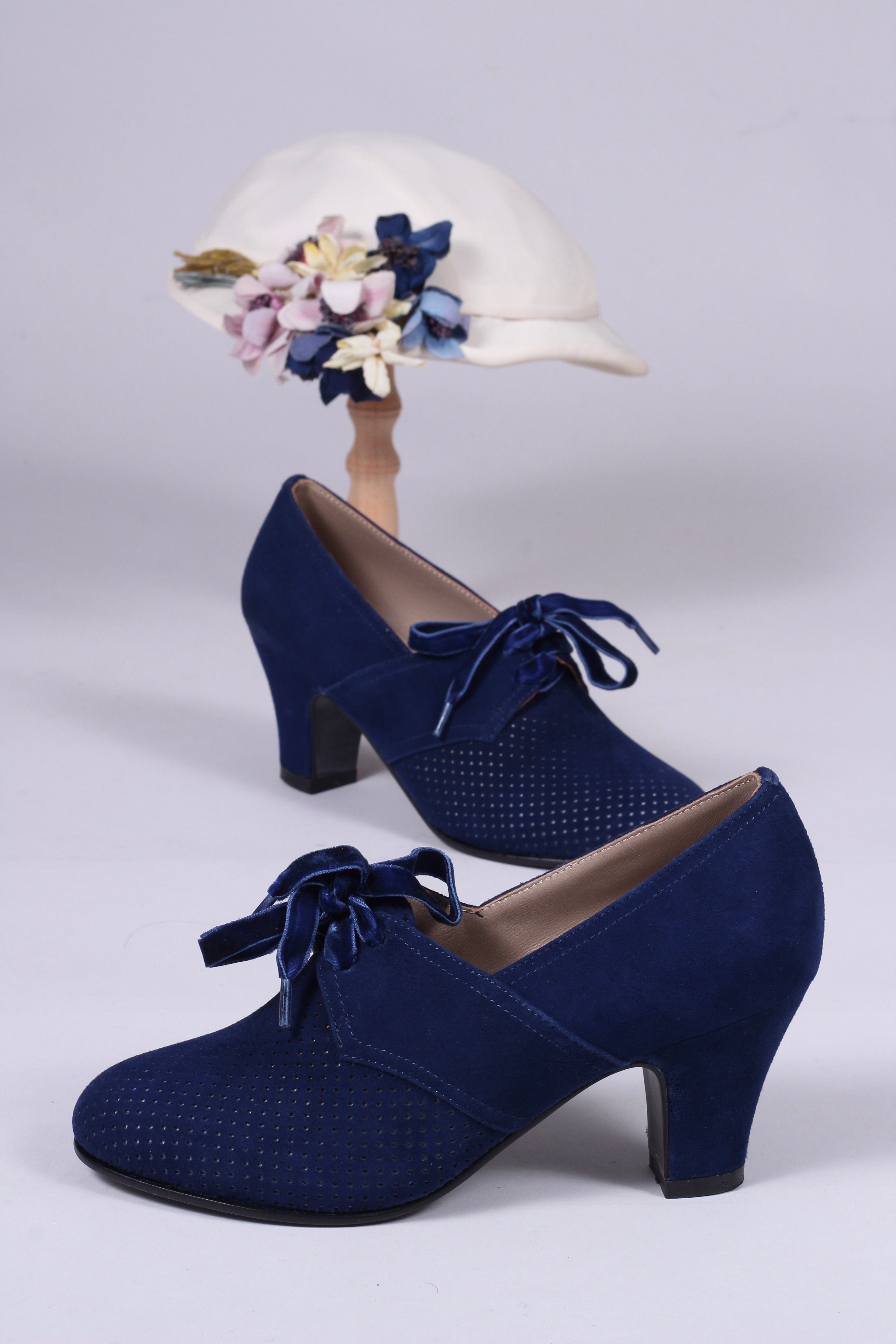 40'er vintage sko i ruskind med snøre Navy Blue – Vintage Divine v. memery