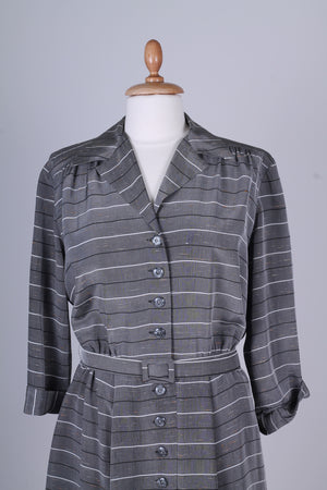 Solgt vintage tøj - Stribet hverdagskjole 1950. XL - Solgt - Vintage Divine - 3