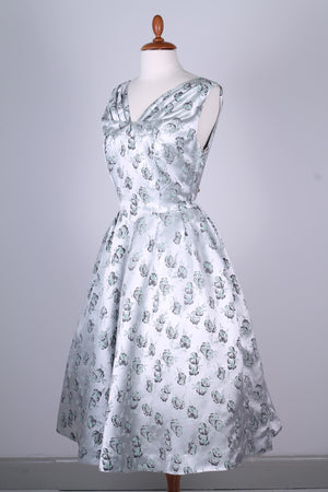 Solgt vintage tøj - Selskabskjole i silkebrokade 1950. M - Solgt - Vintage Divine - 2