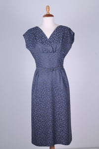 Solgt vintage tøj - Grå kjole med jakke i bomuldsbrokade 1950. S-M - Solgt - Vintage Divine - 1
