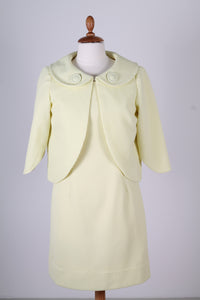 Vintage tøj - Lysegul cocktailkjole med jakke 1960. S-M - Vintage kjoler fra 1960'erne - Vintage Divine - 1