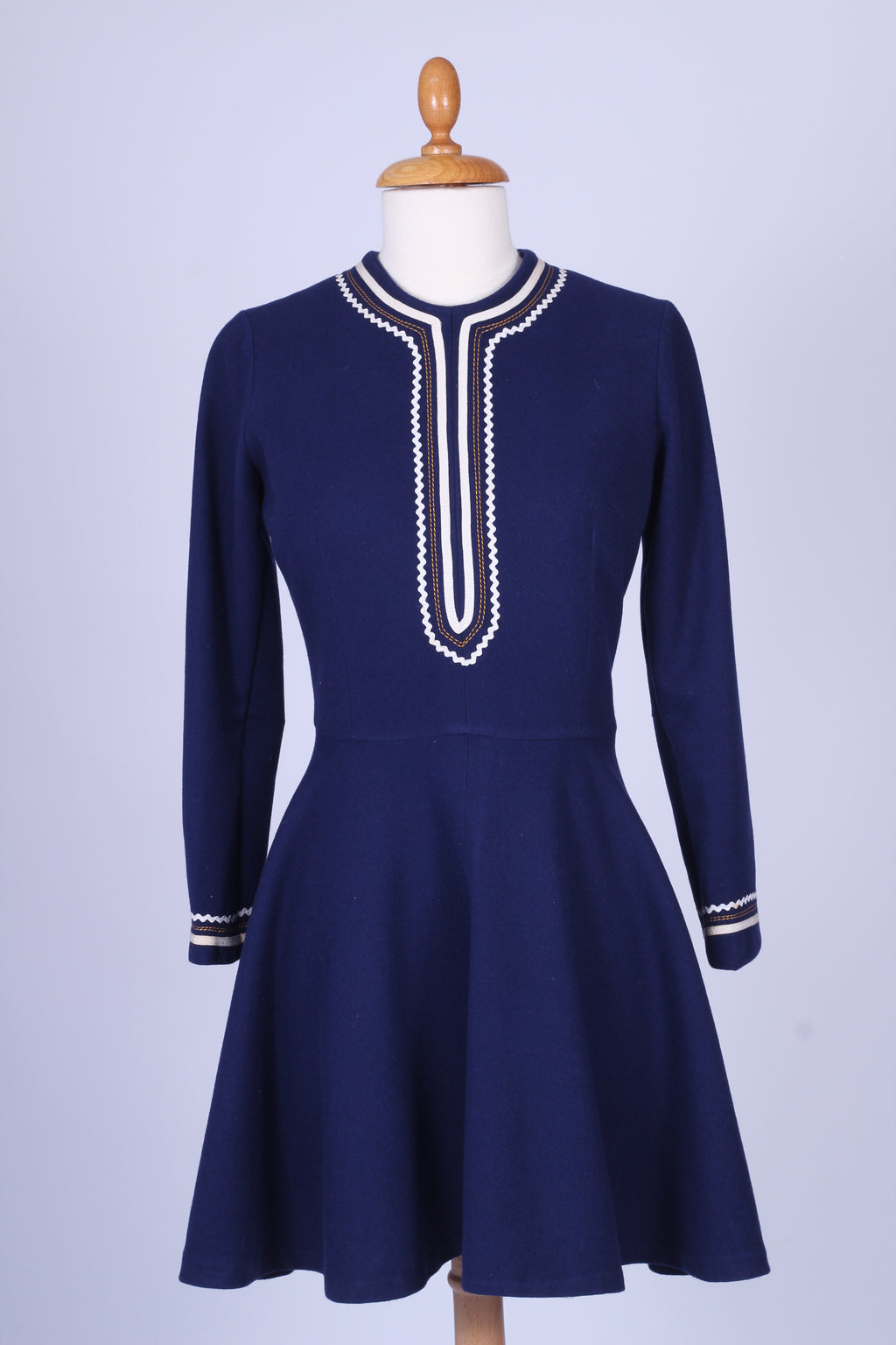 Marineblå kjole i uld 1960. S