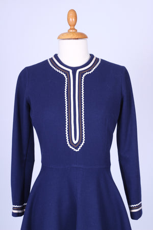 Marineblå kjole i uld 1960. S