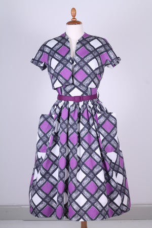 Vintage tøj - Sommerkjole med bolero 1950. S-M - Vintage kjoler fra 1950'erne - Vintage Divine - 2