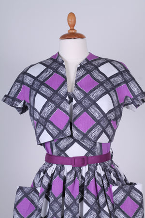 Vintage tøj - Sommerkjole med bolero 1950. S-M - Vintage kjoler fra 1950'erne - Vintage Divine - 4