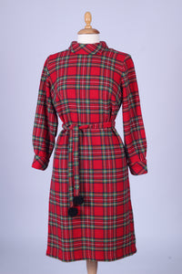 Rød ternet kjole i uld 1960. L