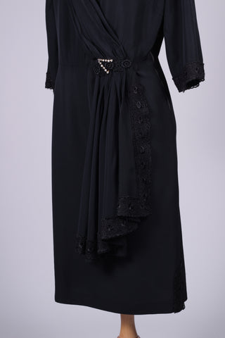 Kjole med flotte detaljer 1940. L-XL