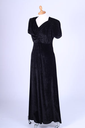 Sort velour kjole 1930. S
