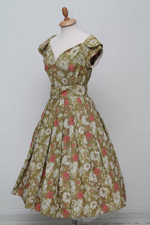 Vintage tøj - Selskabskjole i bomuldsbrokade 1950. S-M - Vintage kjoler fra 1950'erne - Vintage Divine - 2