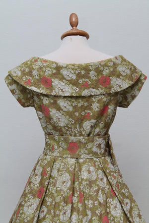 Vintage tøj - Selskabskjole i bomuldsbrokade 1950. S-M - Vintage kjoler fra 1950'erne - Vintage Divine - 4