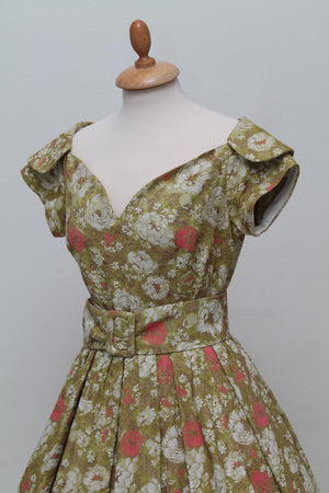 Vintage tøj - Selskabskjole i bomuldsbrokade 1950. S-M - Vintage kjoler fra 1950'erne - Vintage Divine - 5