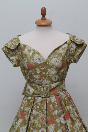 Vintage tøj - Selskabskjole i bomuldsbrokade 1950. S-M - Vintage kjoler fra 1950'erne - Vintage Divine - 6