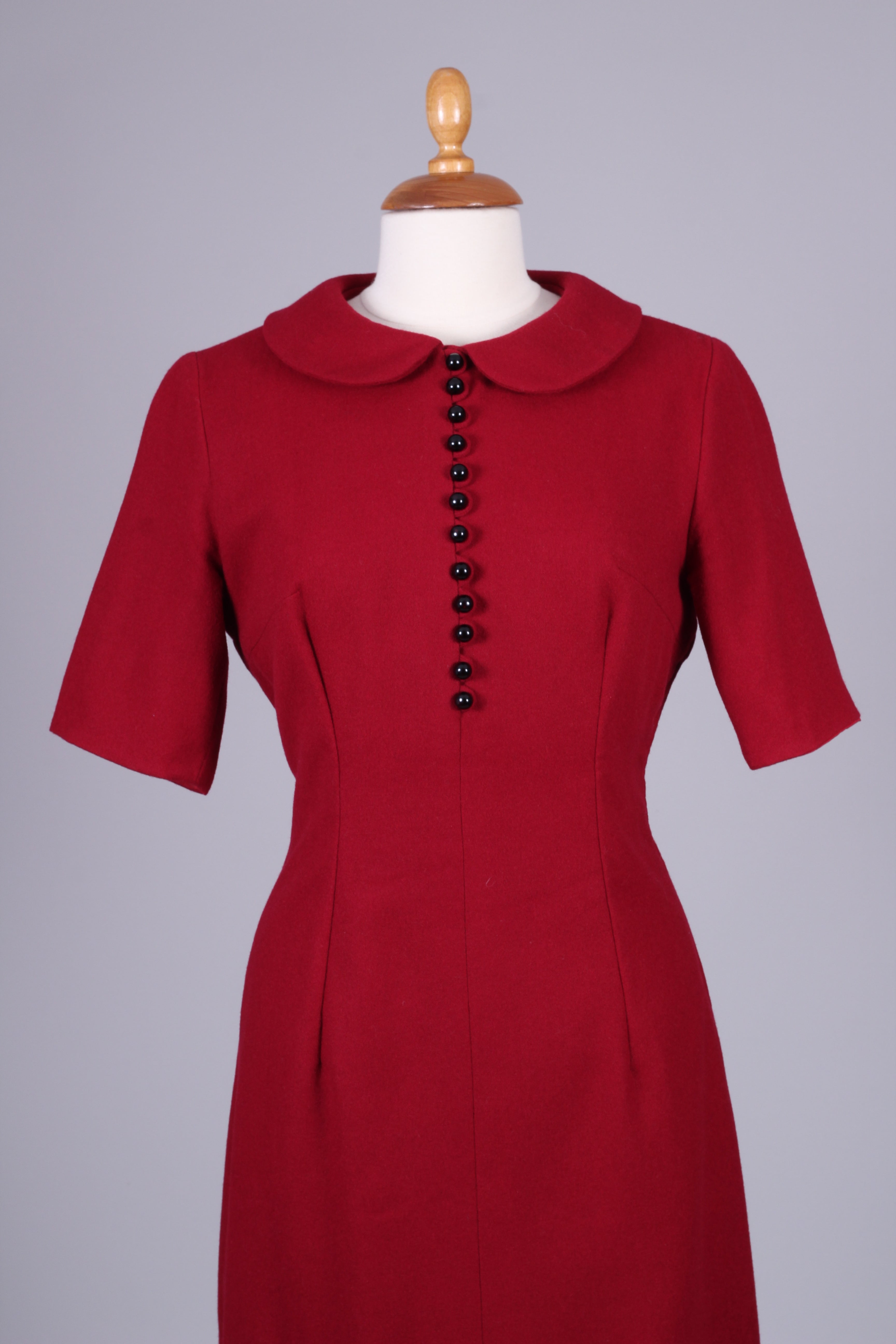 Rød uldkjole 1960. M-L