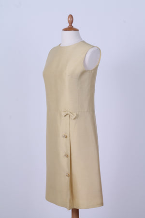 Solgt vintage tøj - Lysegul cocktailkjole med jakke 1960. S-M - Solgt - Vintage Divine - 3